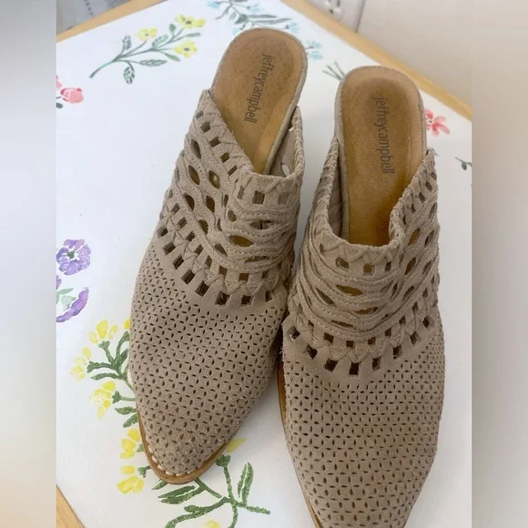 Jeffrey Campbell Perforated Suede Mule Heels – Size 8.5 - Picture 2 of 7
